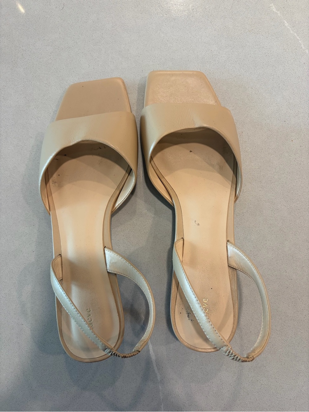 Maeve Neutral Beige Square-Toe Slingback Sandals